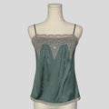 Ornate neckline cami in teal