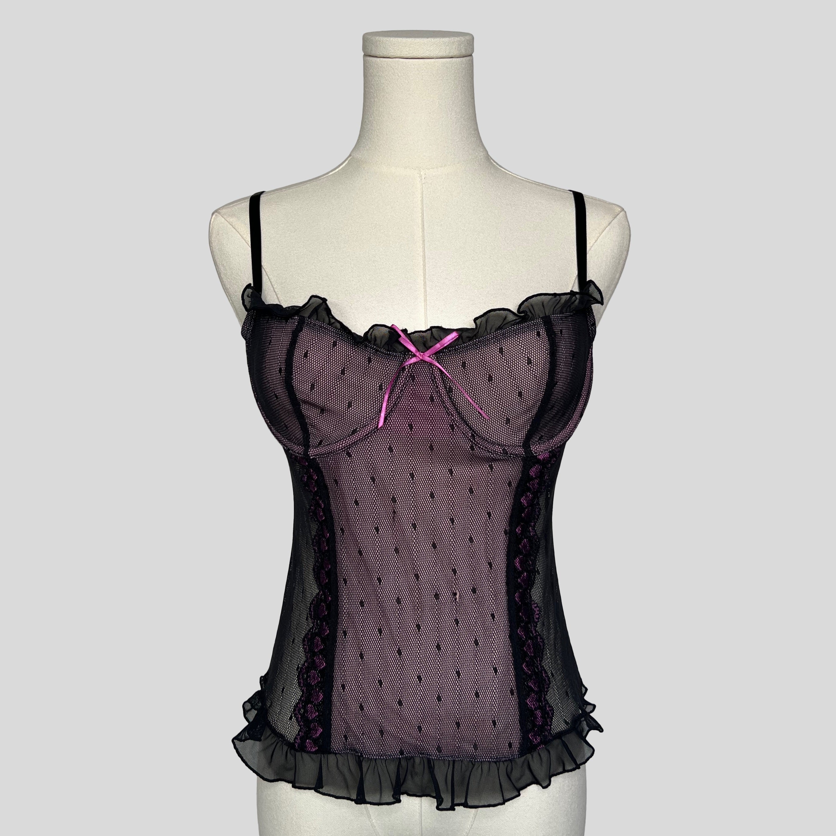 Heart print lace corset