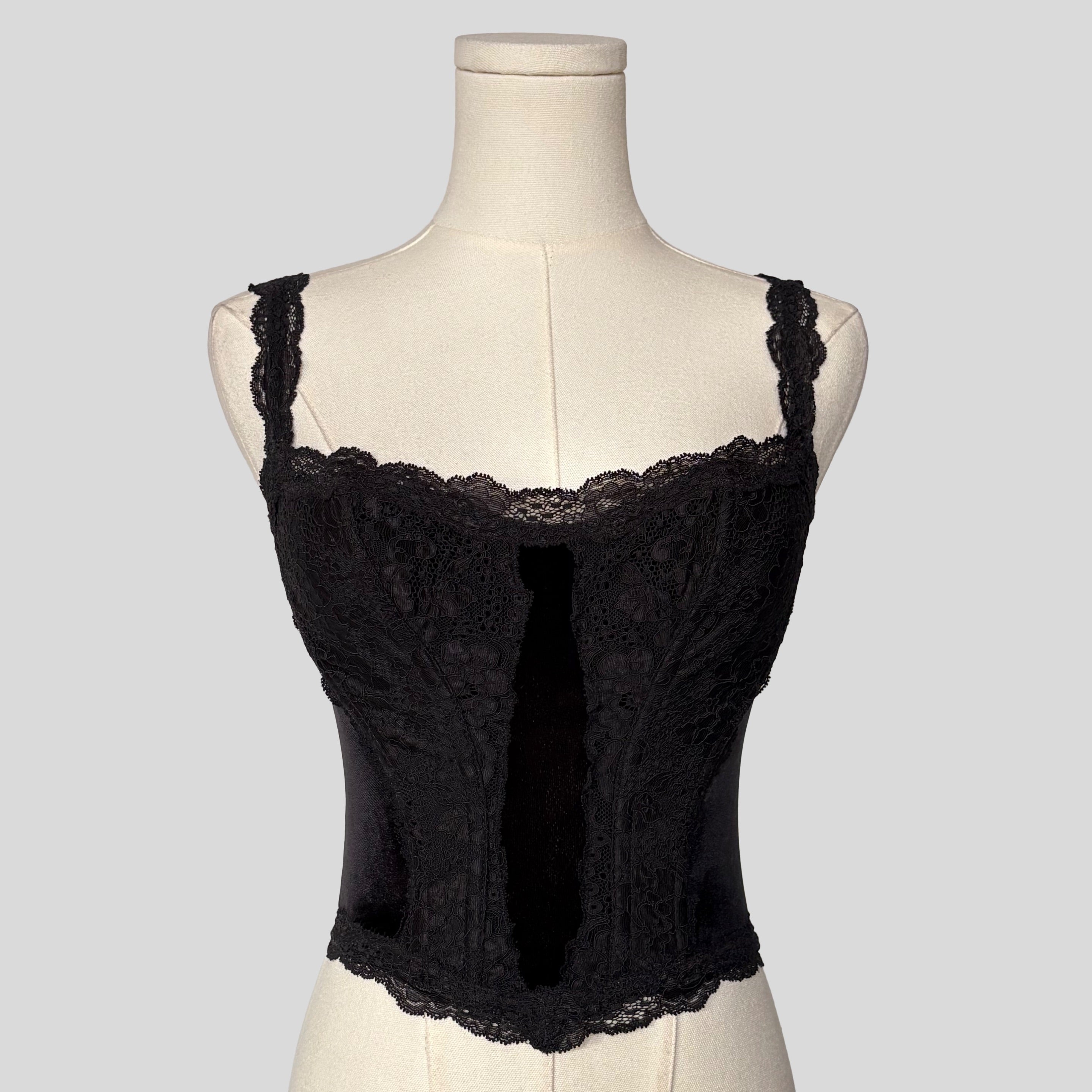 Velvet and lace corset