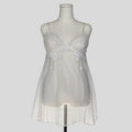 Sheer mesh appliqué babydoll in white