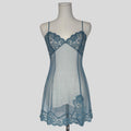 Sequin sheer lace babydoll dress in blue