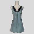 Lace trim neckline slip in blue