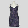 Silk v-neck slip dress in navy paisley