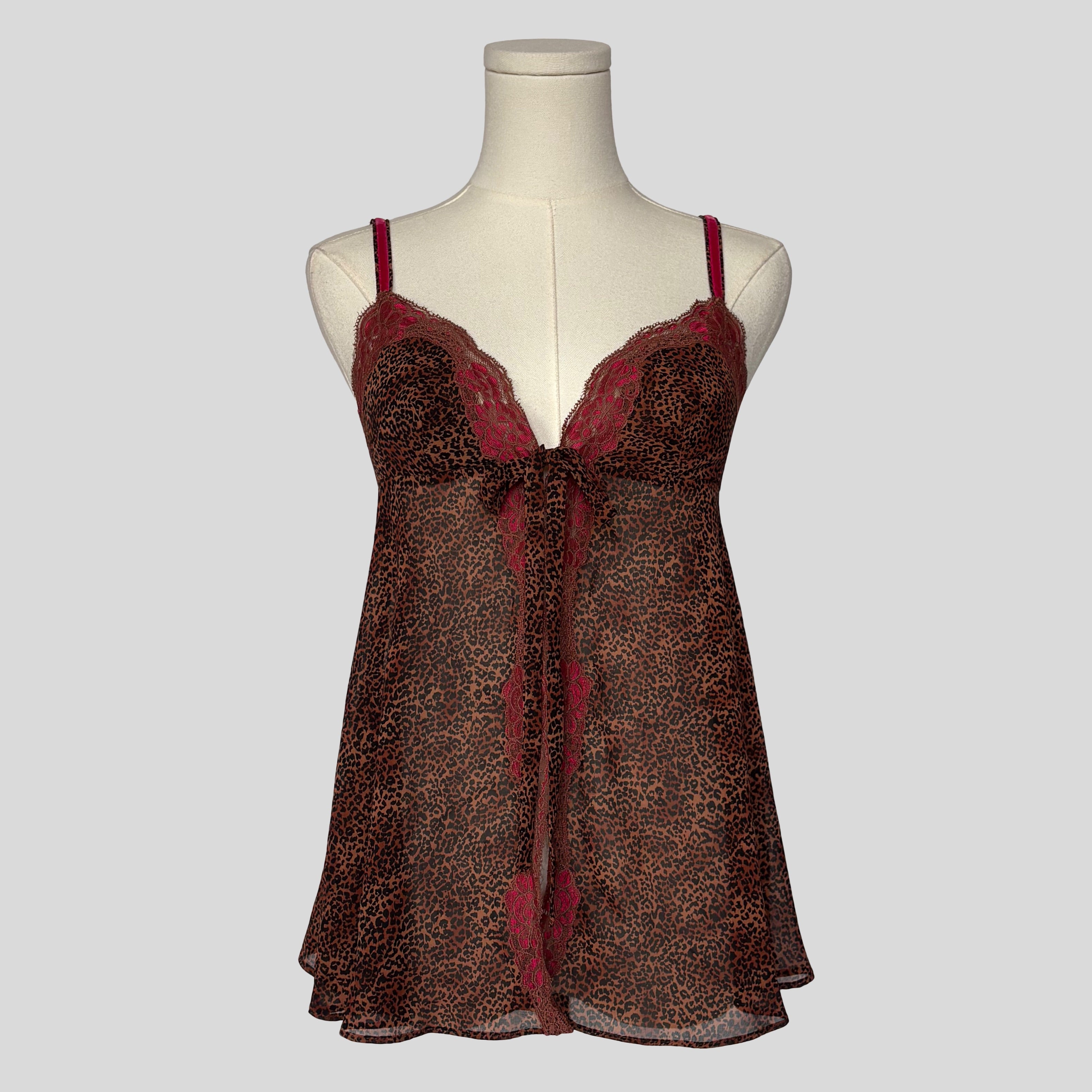 Leopard print split front babydoll