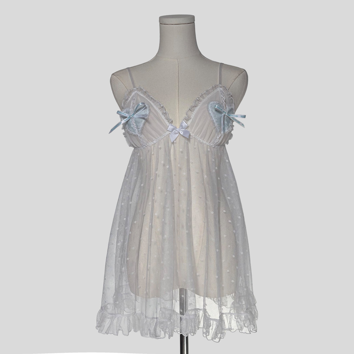 Bridal sheer polka dot heart bust babydoll