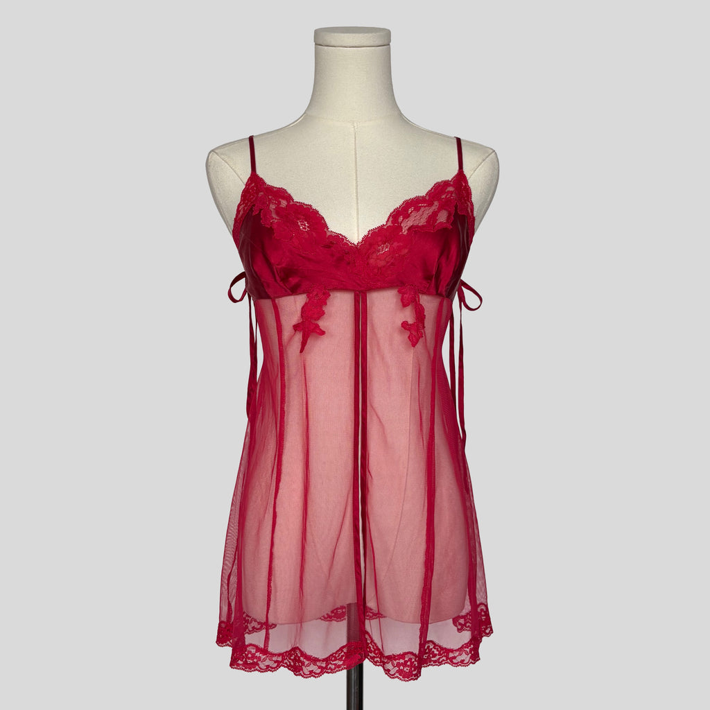 Mesh split front lace detail slip