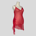 Appliqué sheer ruffled slip