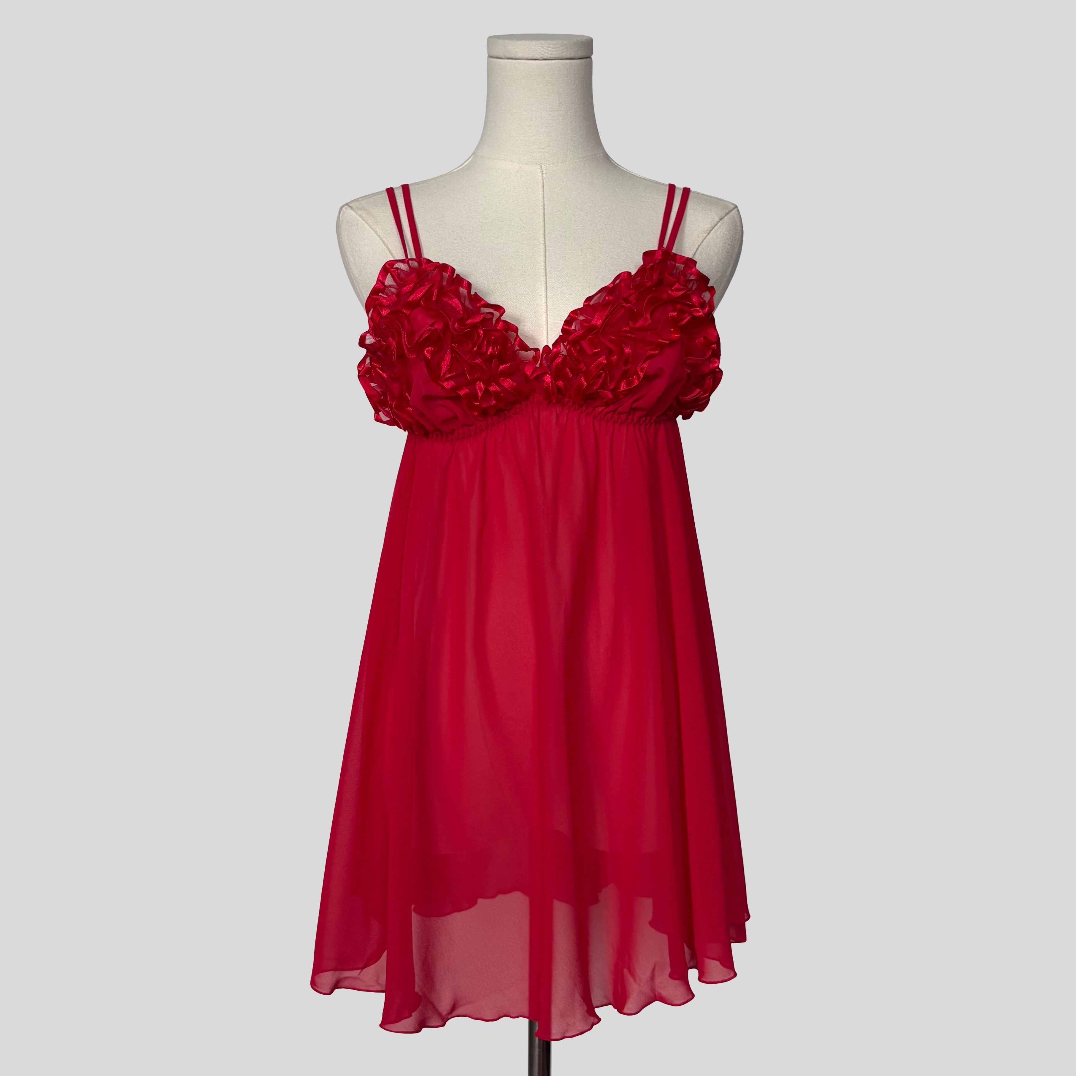 Ruffled bust sheer babydoll
