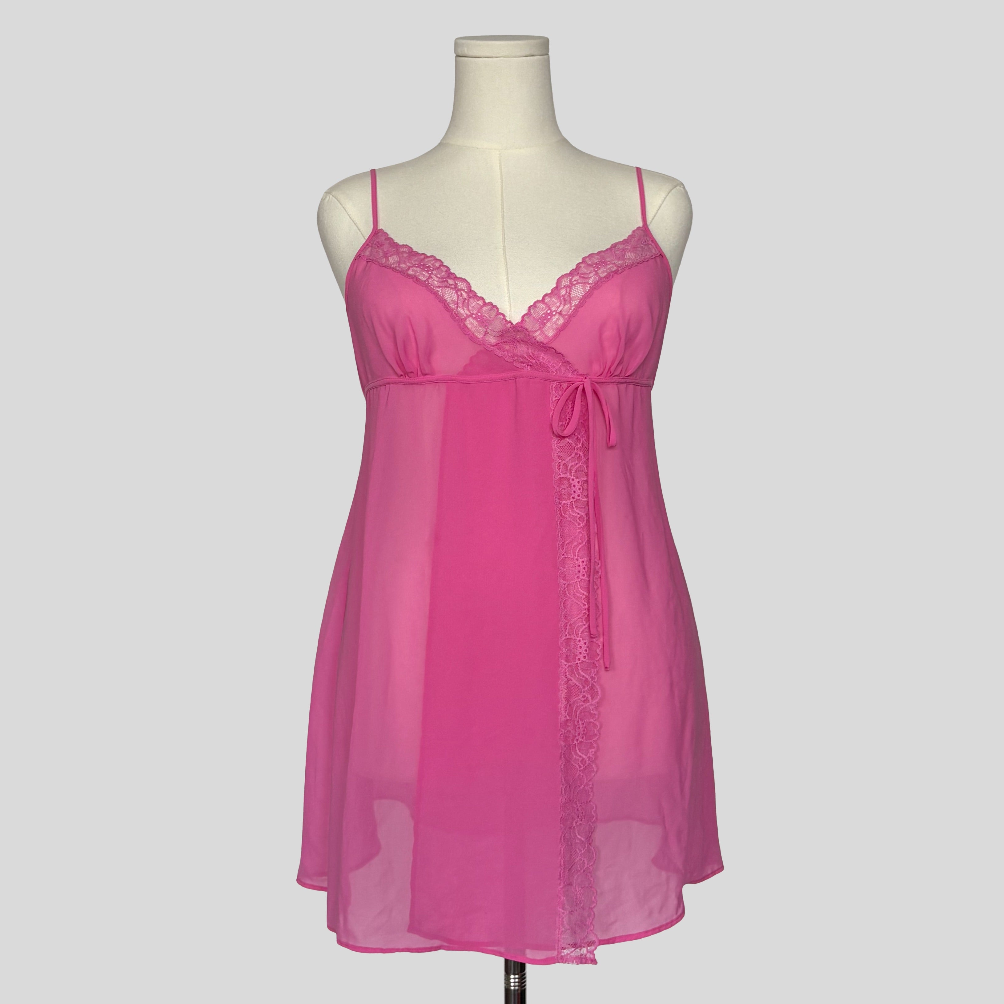 Sheer lace trim babydoll