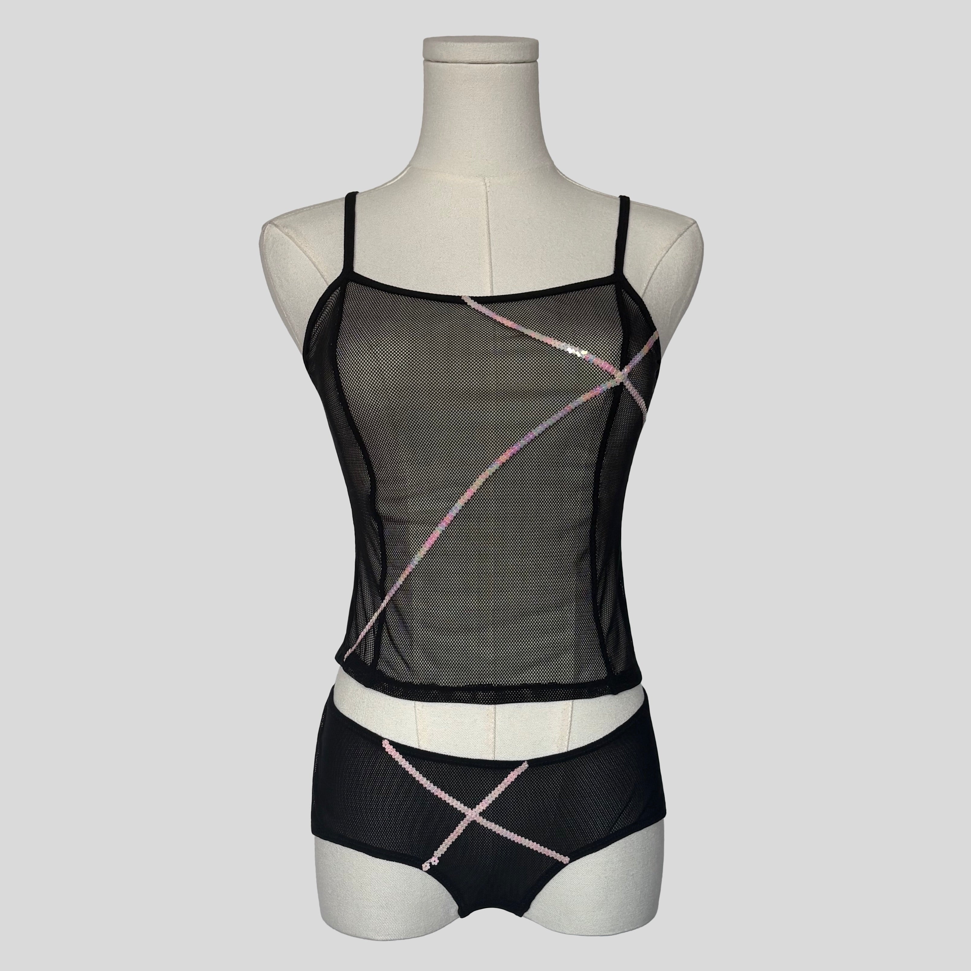 Mesh sequin detail matching set