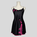 Fairy lace trim slip dress in black and hot pink