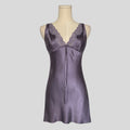 Lace trim neckline slip in purple