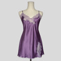 Sweetheart lace trim slip in purple