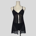 Sheer embroidered split front chemise with matching panties
