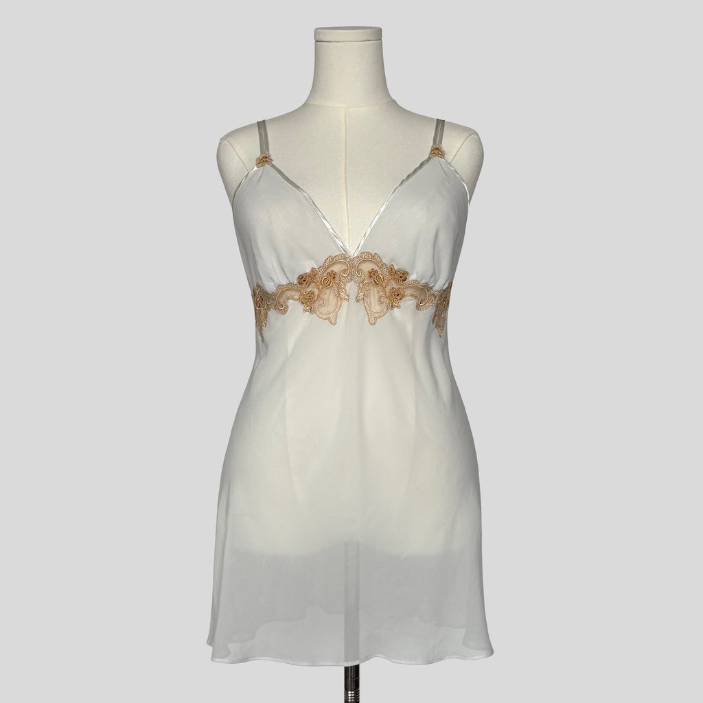 Ornate embroidered sheer slip