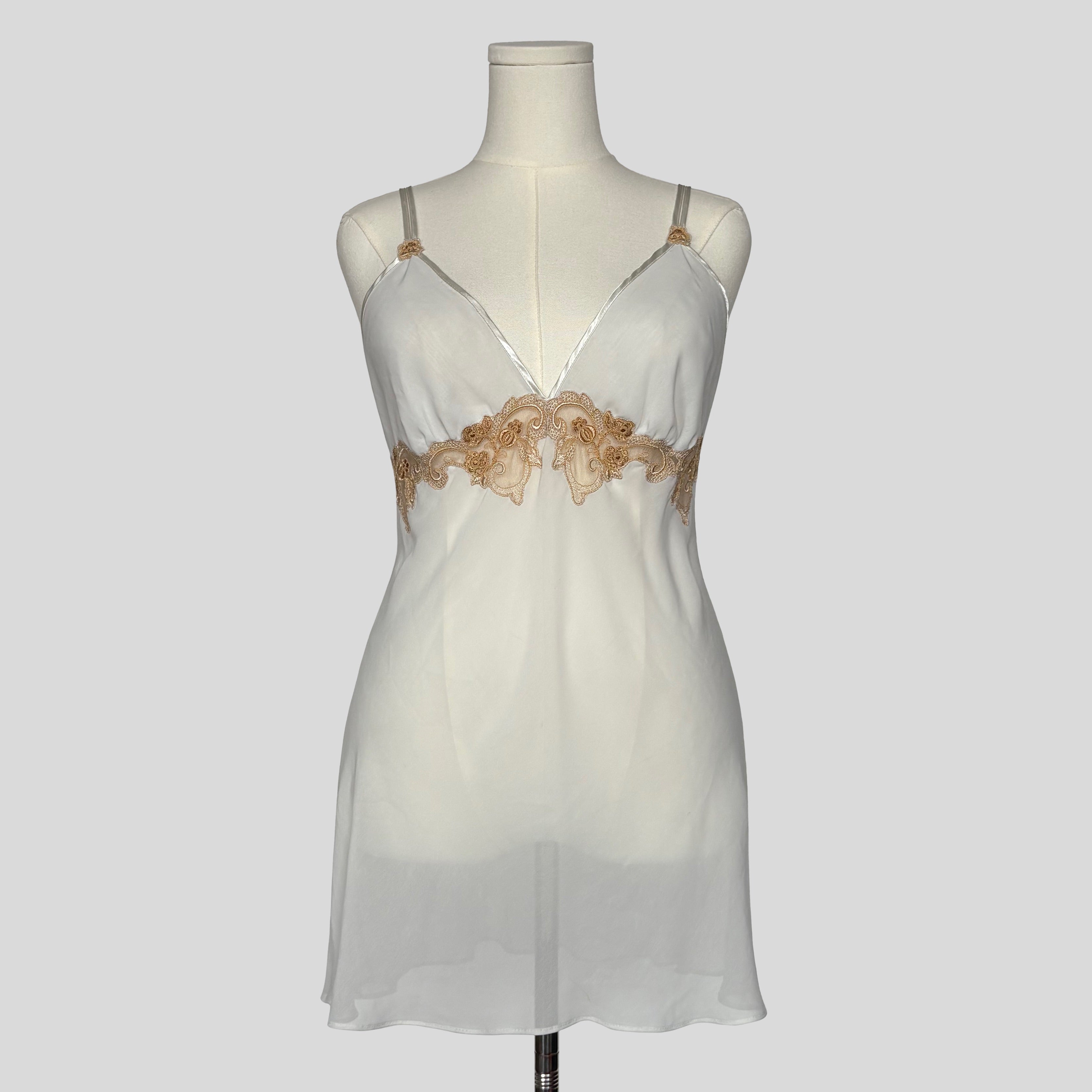 Ornate embroidered sheer slip