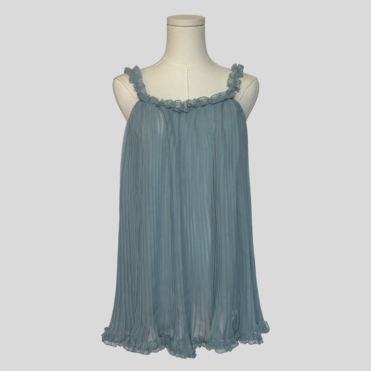 Pleated ruffle babydoll in blue