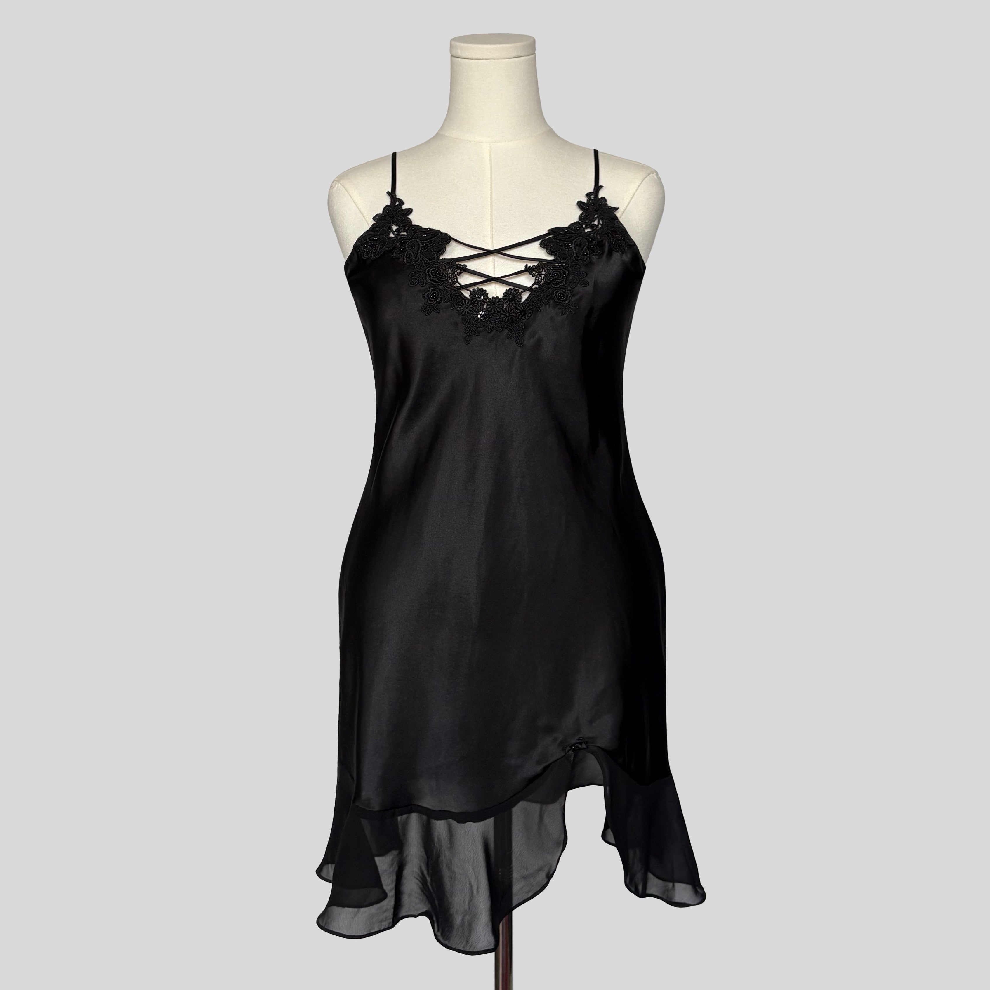 Strappy embroidered slip