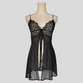 Sheer split front chemise in black
