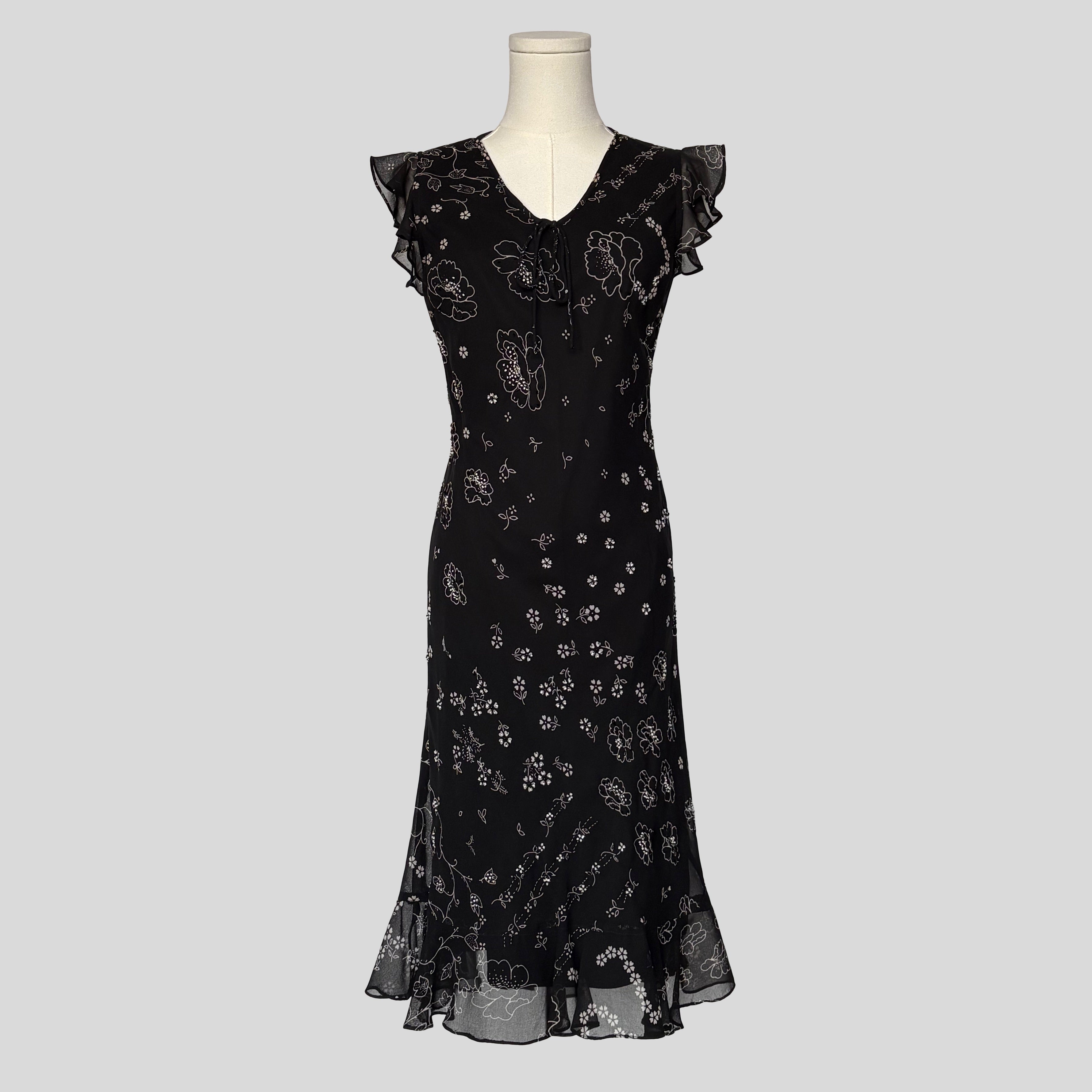 Floral ruffled knee length dress