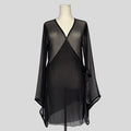 Sheer bell sleeve wrap robe
