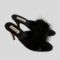 Marabou feather boa heels in black - size 10