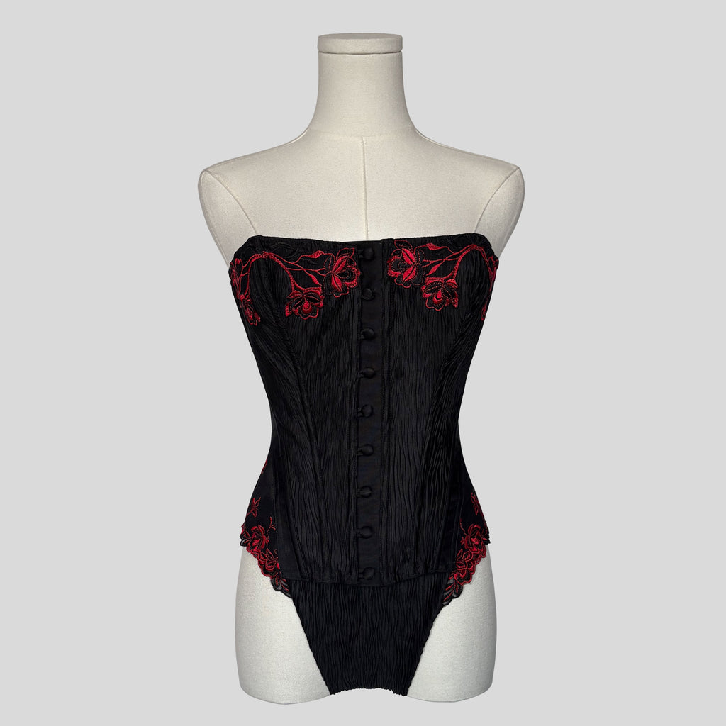 Embroidered corset and matching panties