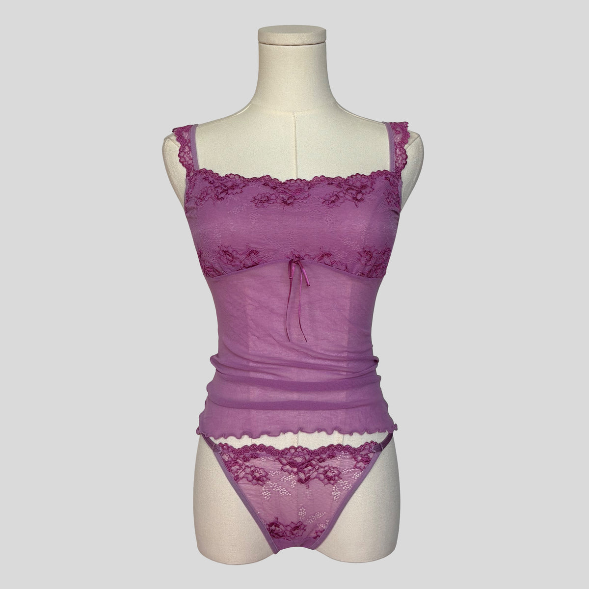 Lace mesh cami and matching panties