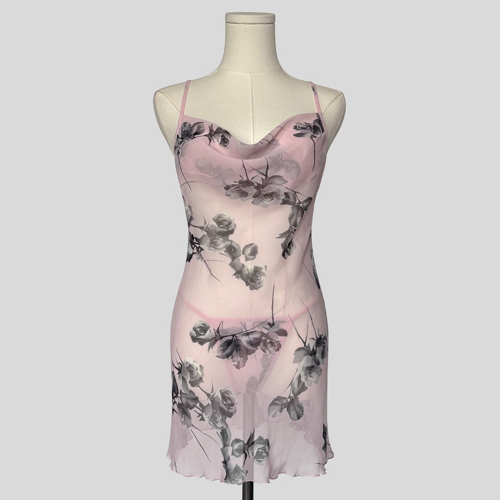 Floral sheer slip with matching panties