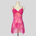 Bright sheer floral slip dress with matching panties