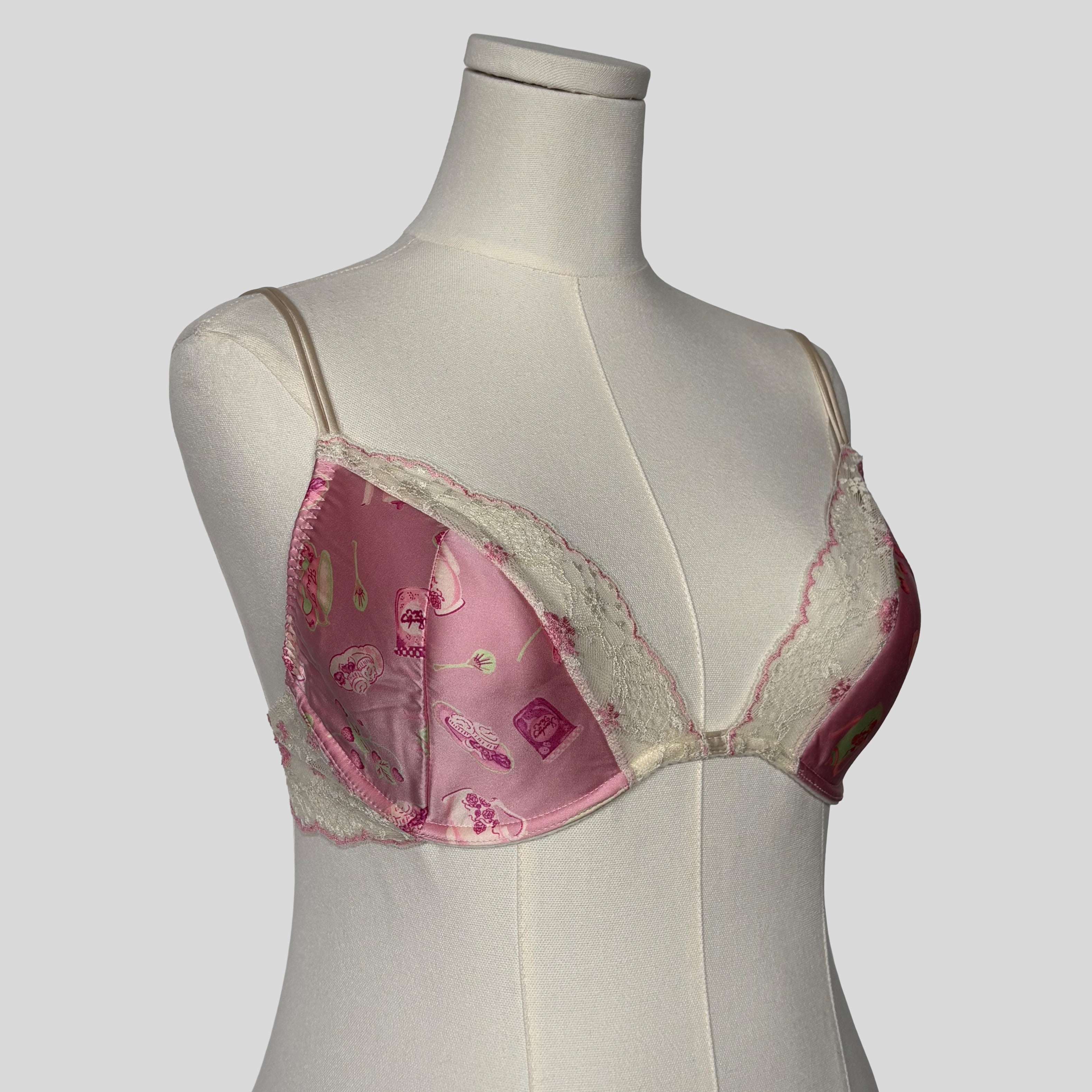 Whimsical tea party print bra