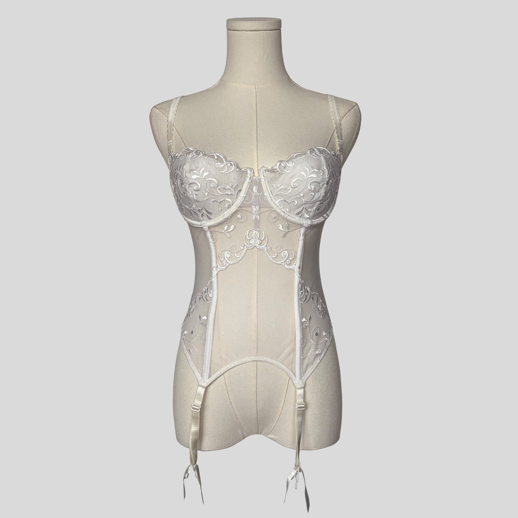 Embroidered swirl corset