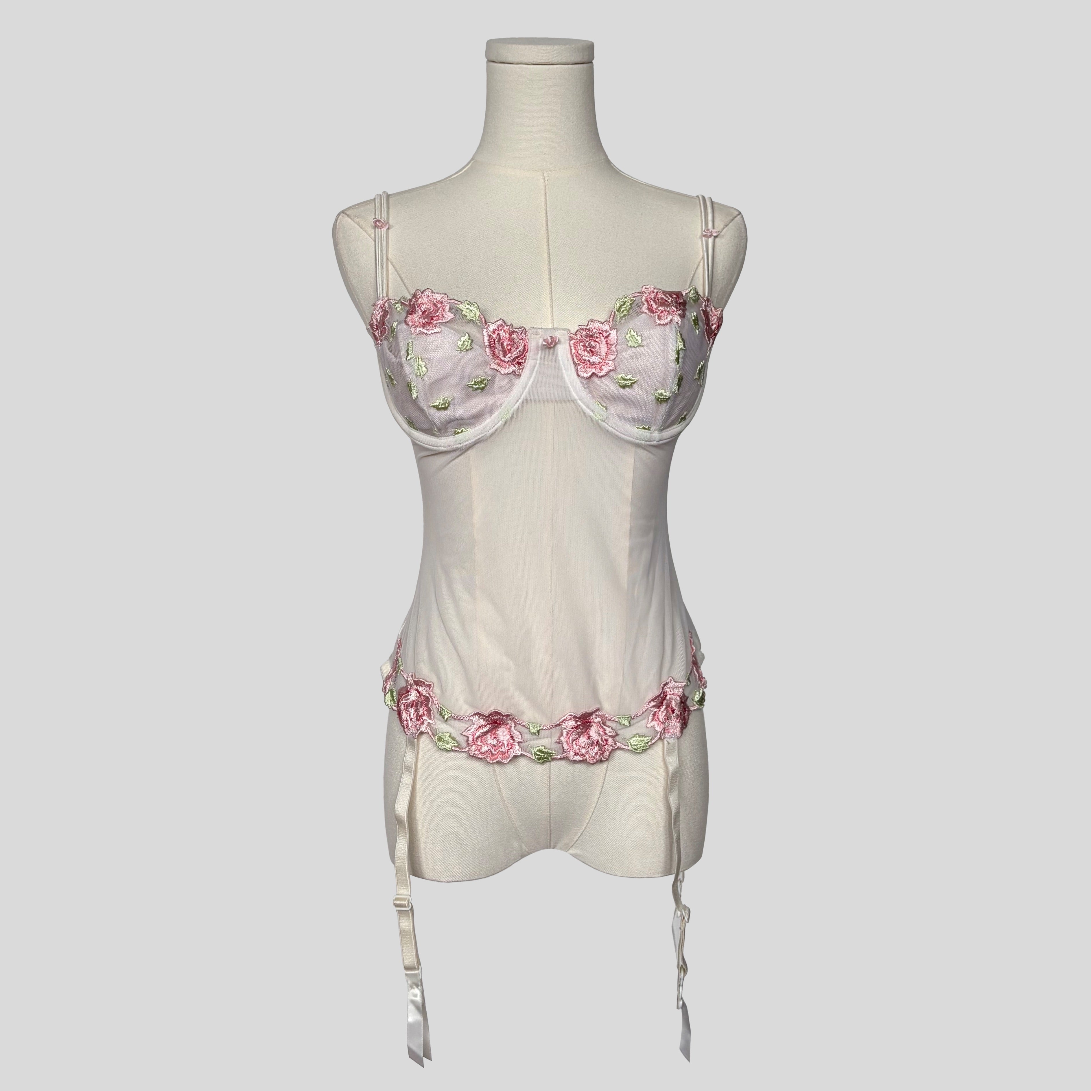 Floral embroidered corset