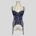 Dainty embroidered mesh trim corset