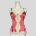 Silk lace trim cami in peach