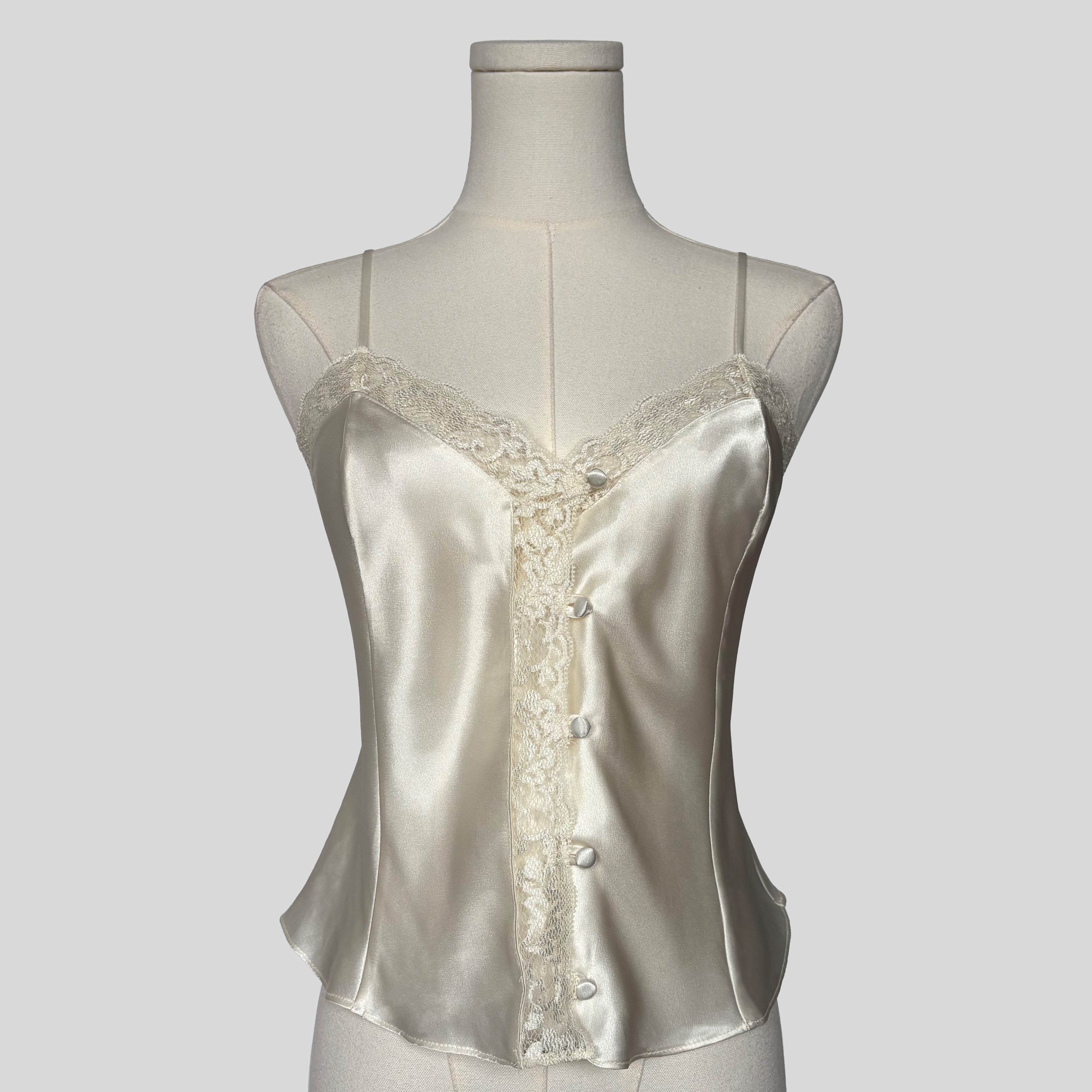 Button up lace trim cami