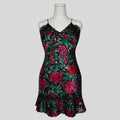 Floral pleat hem lace trim slip