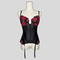 Rose embroidered lace up corset