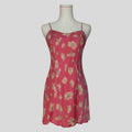 Silk slip dress in pink floral