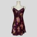 Sweetheart sheer lace back slip dress in wine floral