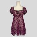Velvet burnout short sleeve babydoll in purple