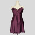 Sweetheart sheer lace back slip dress in wine