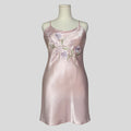 Embroidered silky slip dress