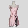 Fairy lace trim slip dress in light pink and black