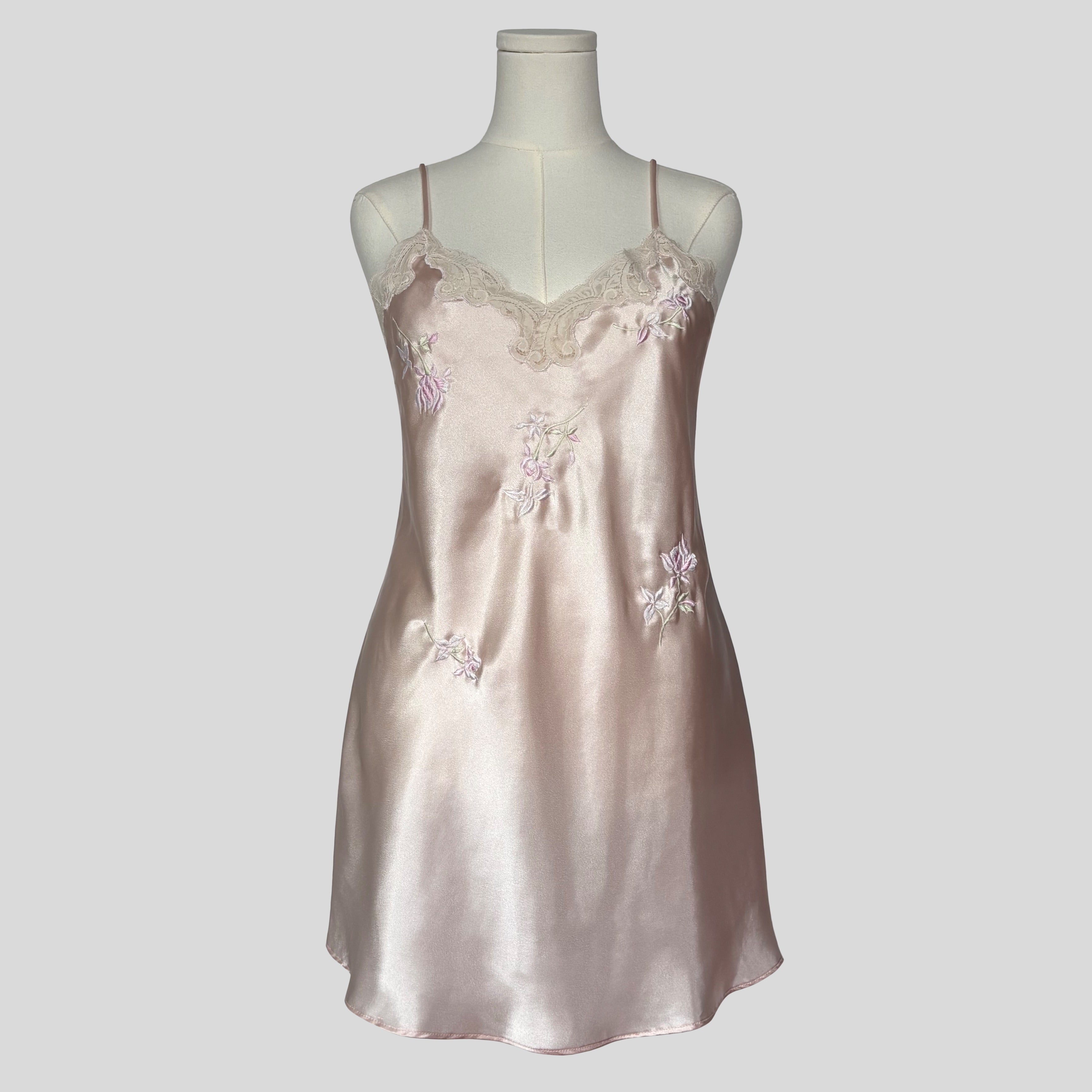 Embroidered lace trim slip