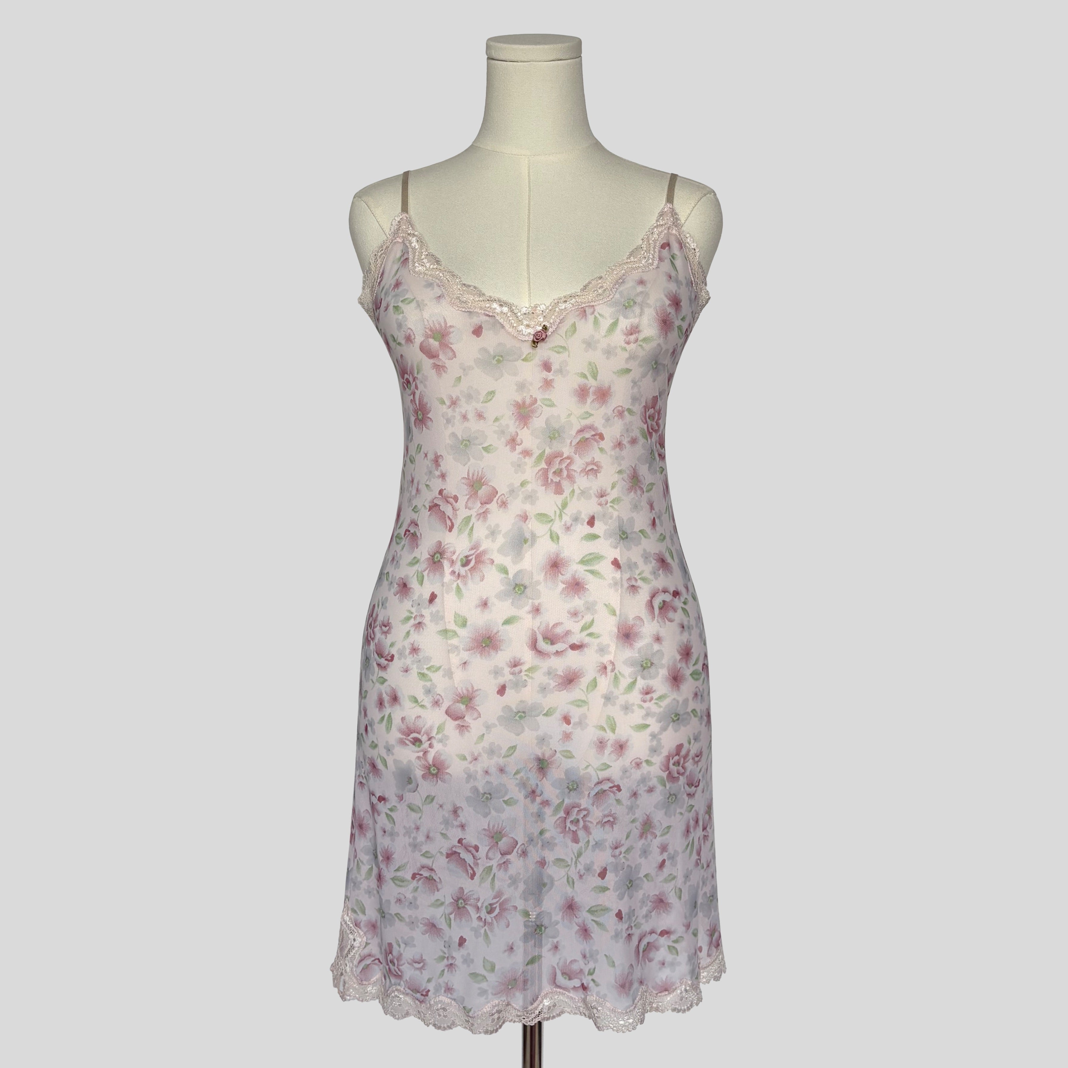 Floral sheer mesh slip