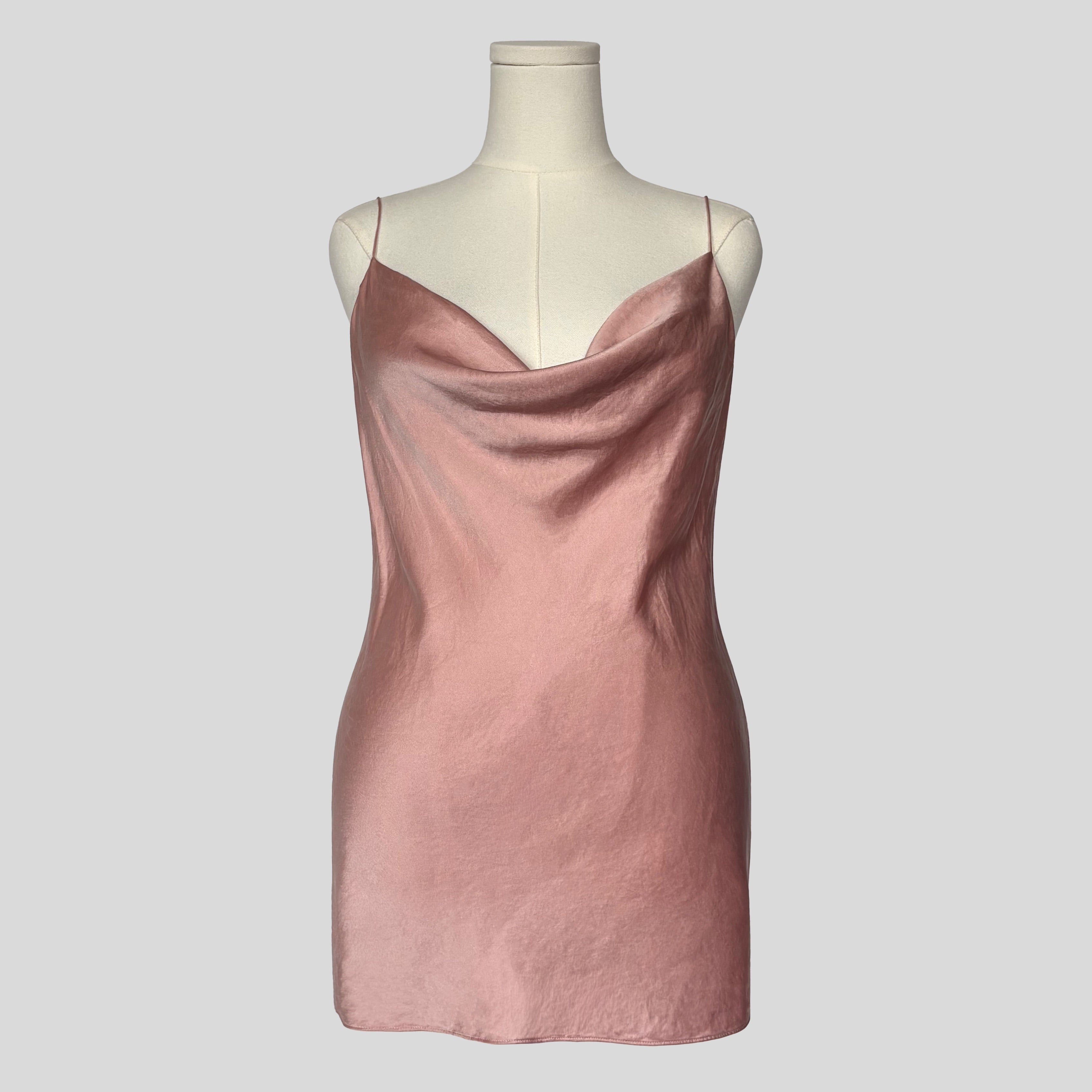 Draped silk slip in pink