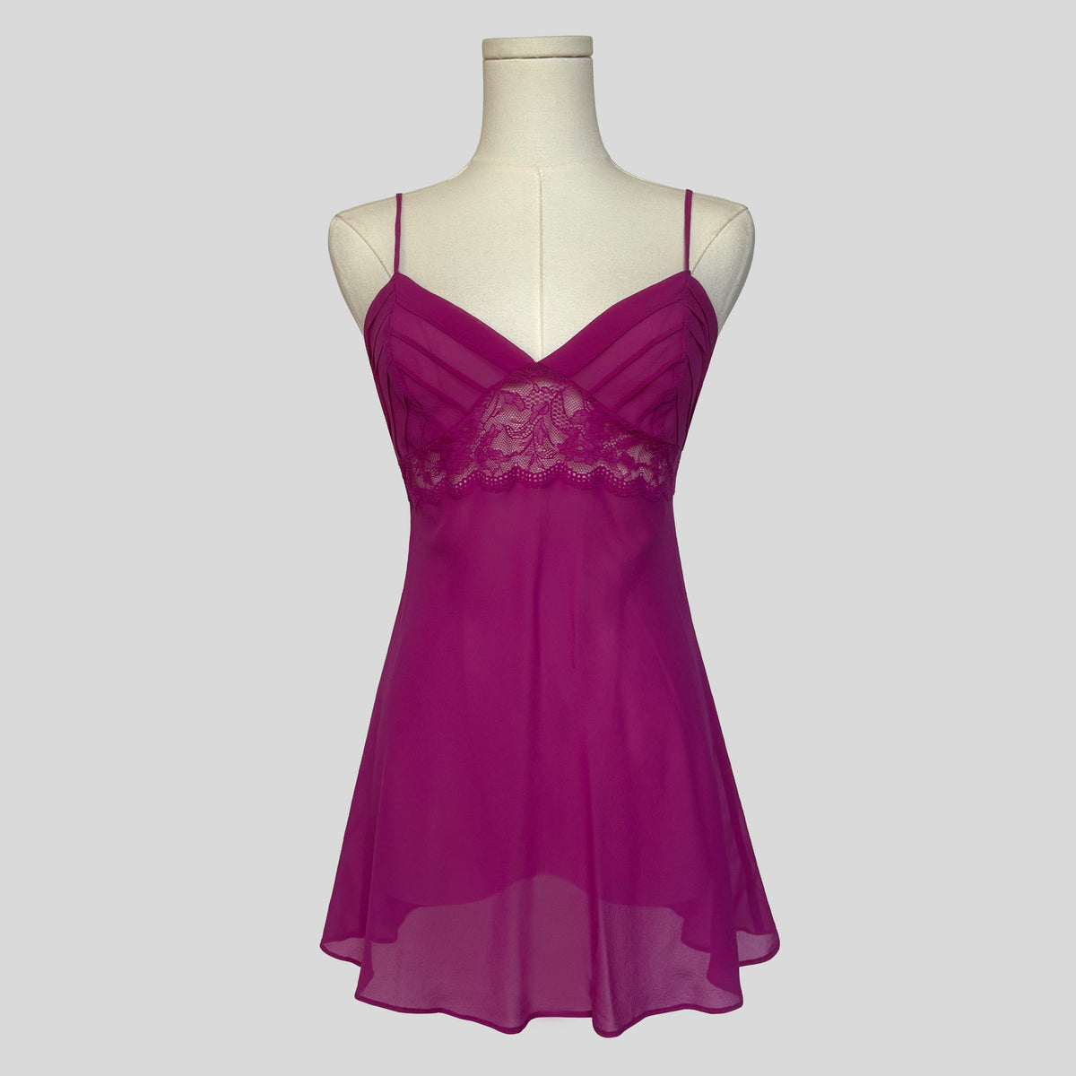 Sheer lace inset slip in magenta