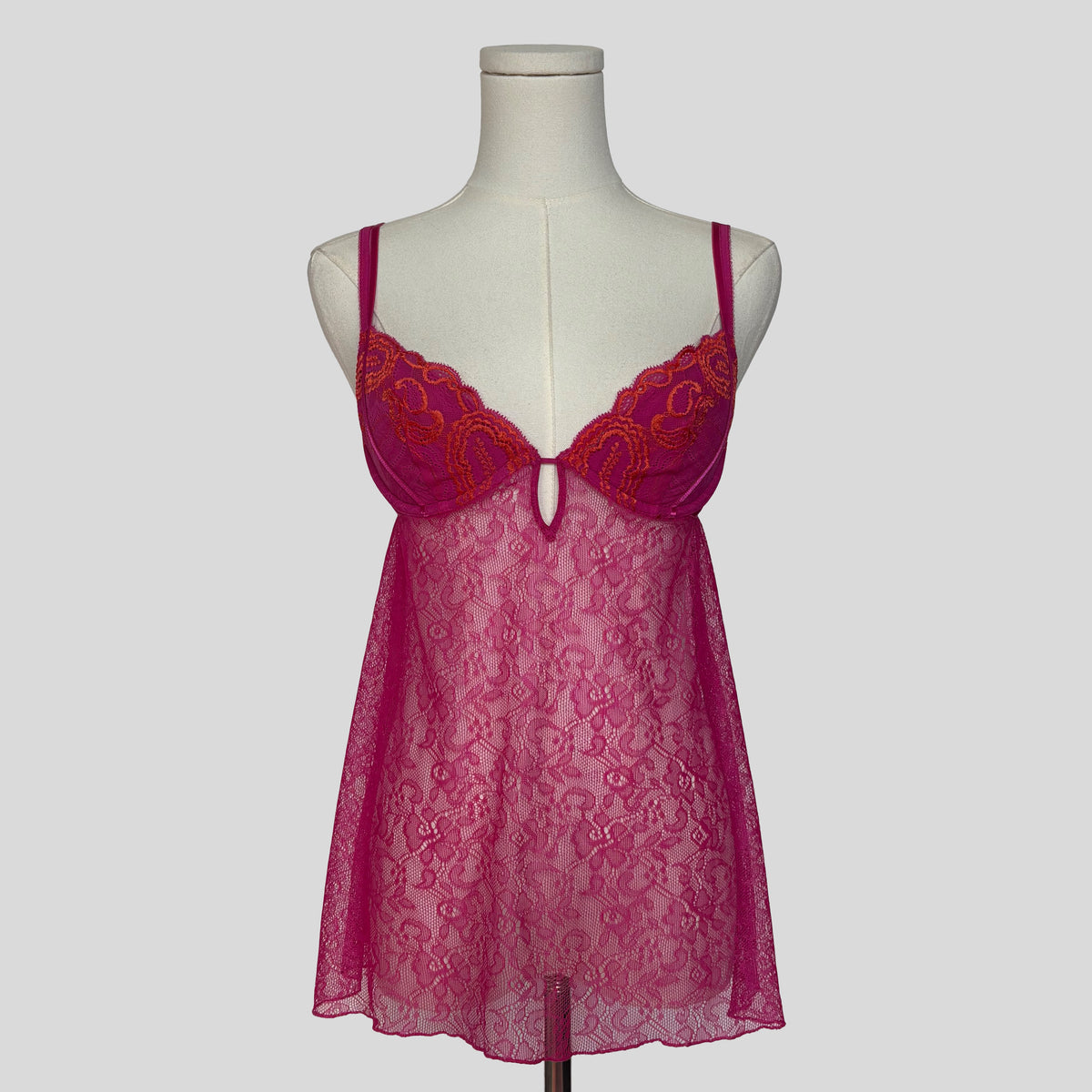 Lace underwire chemise in hot pink