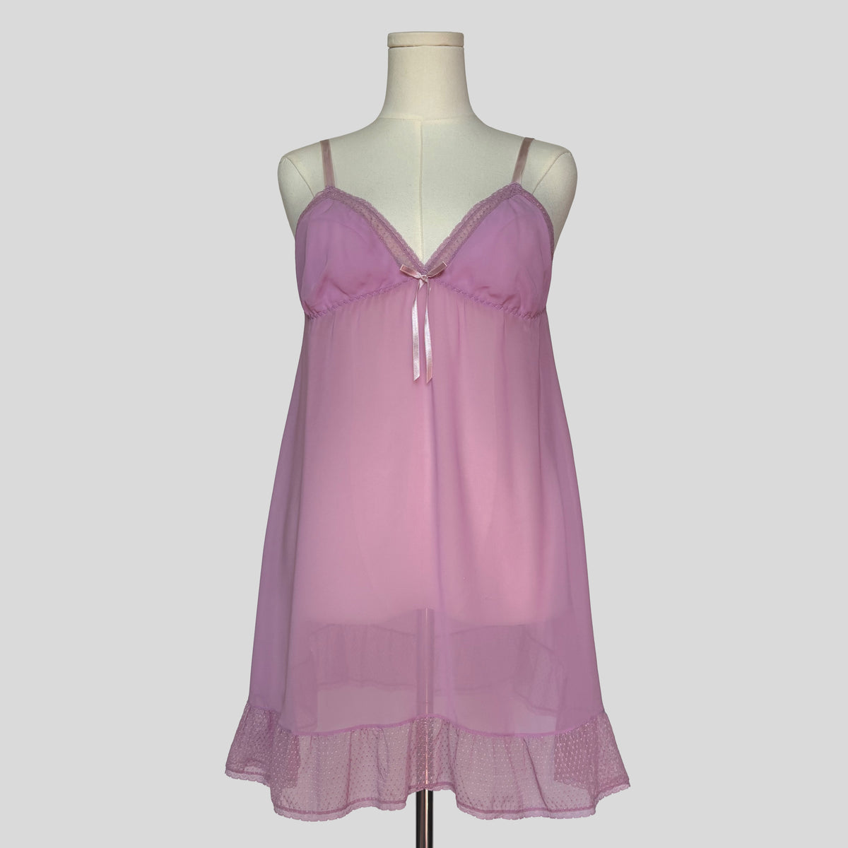 Sheer polka dot lace trim slip